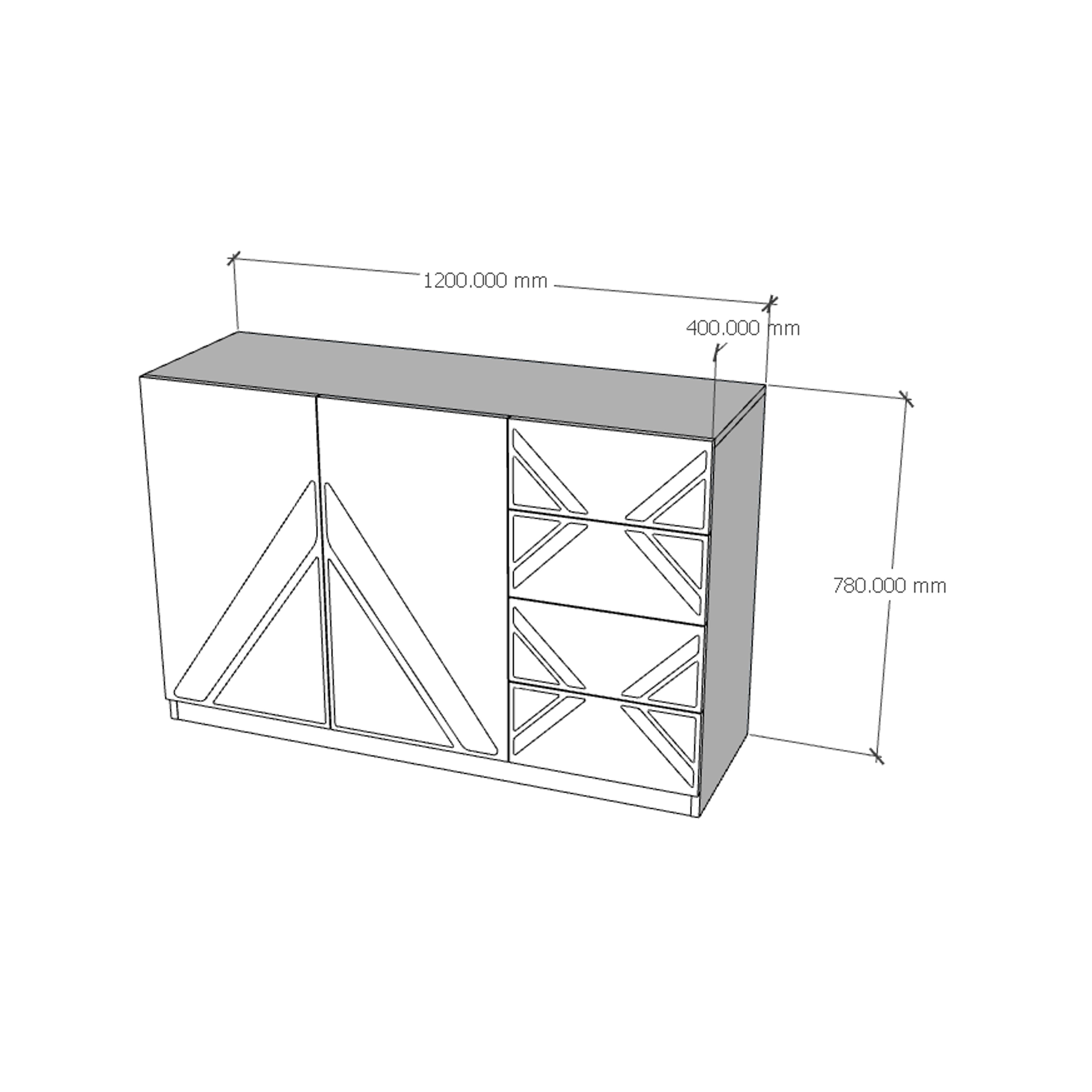 [Happy Home Furniture] CHARIS , Tủ lưu trữ 2 cửa mở - 4 ngăn kéo , 120cm x 40cm x 78cm ( DxRxC), TCM_120