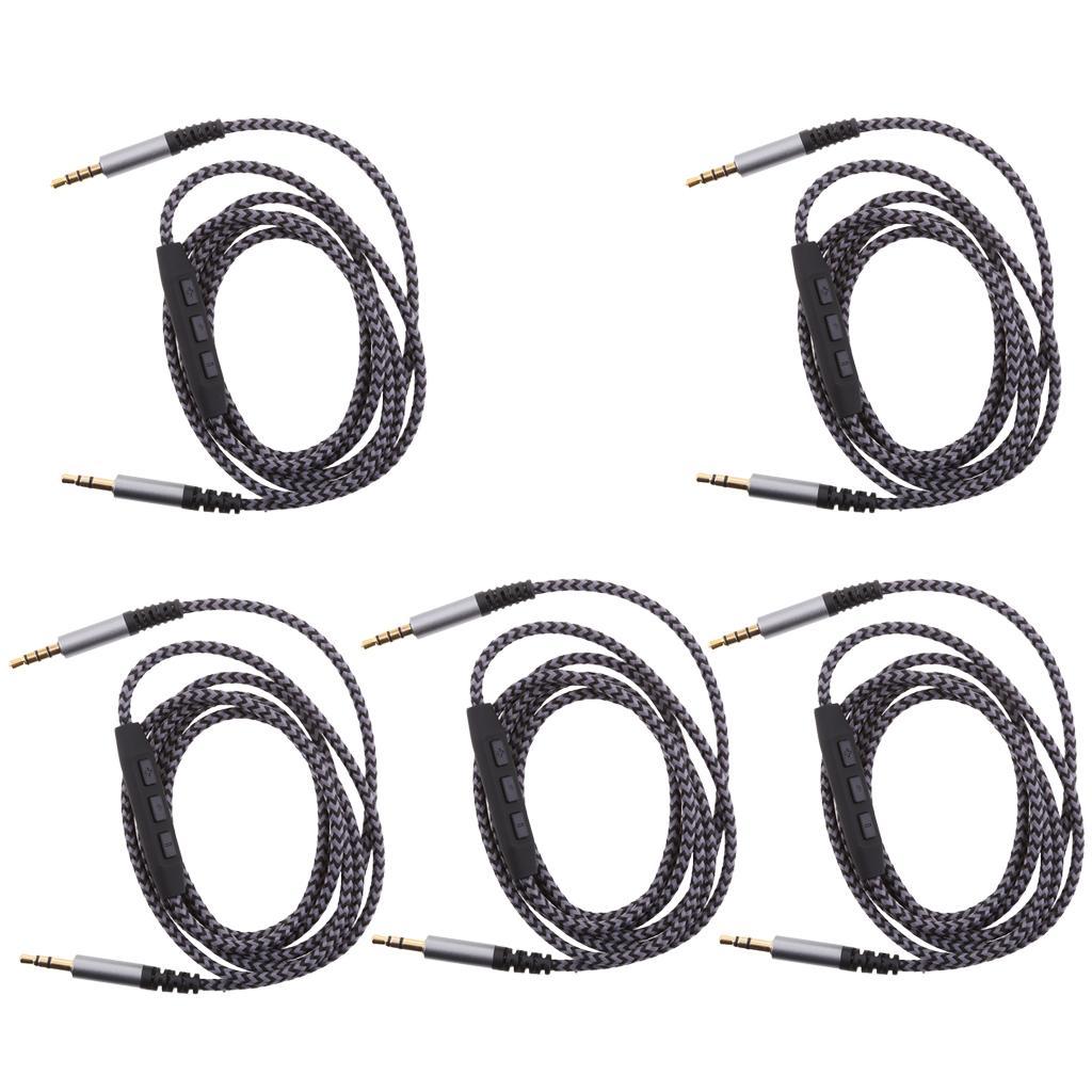 5Pack Premium Audio Cable with Remote Volume Control Micphone 3.5mm Braided Nylon Stereo Audio Cable