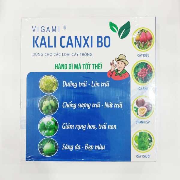 Phân bón Vigami KALI CANXI BO dưỡng trái, chống sượng trái, nứt trái, giảm rụng hoa, trái non, đẹp trái KLT: 1KG