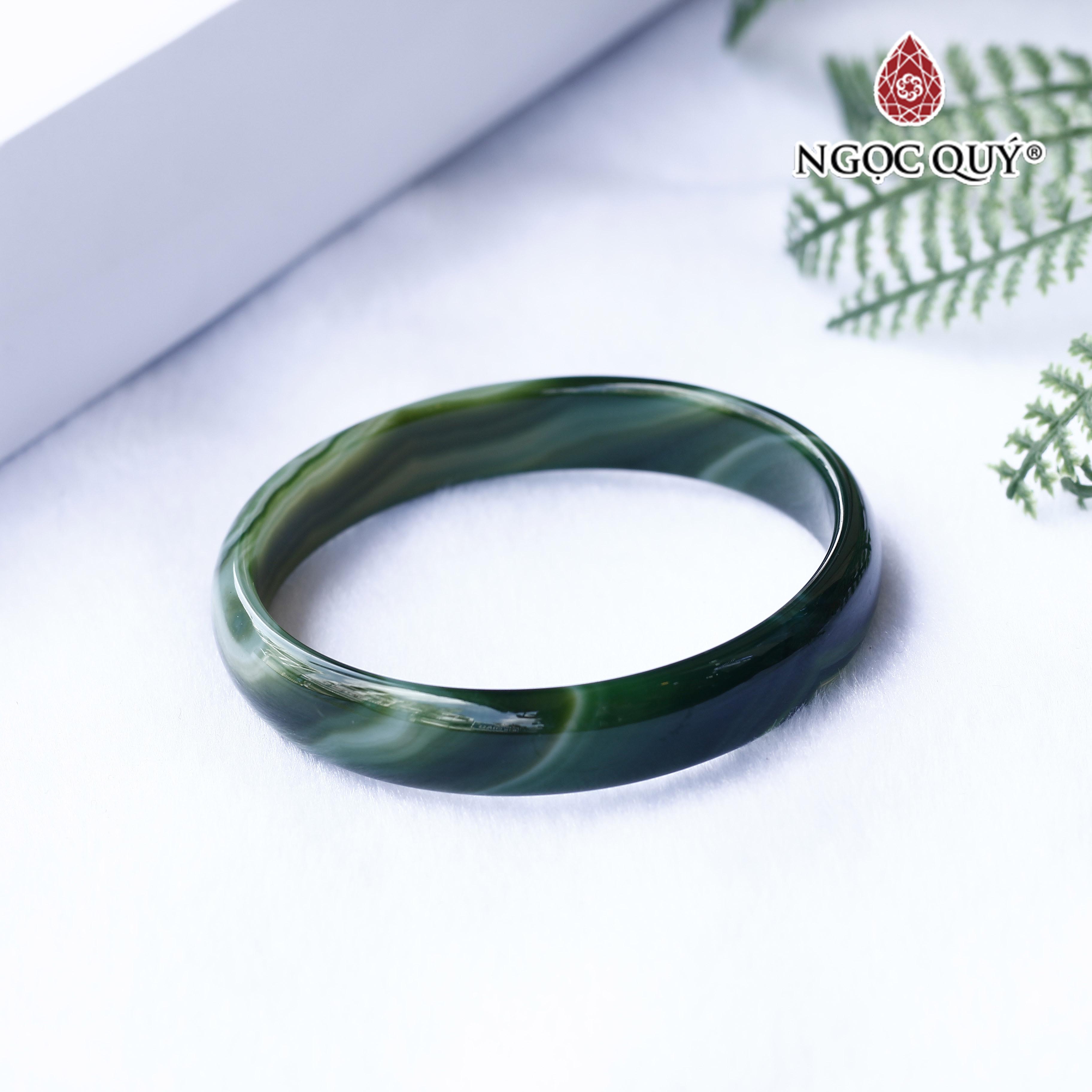 Vòng đá mã não xanh trắng bản mỏng Ni56 - Ngọc Quý Gemstones