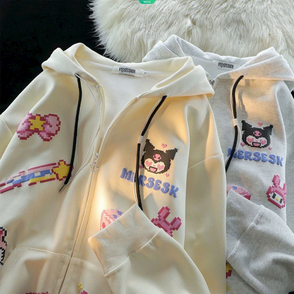 Áo Khoác hoodie áo khoác nữ zip hoodie In Toàn Thân MERSESK Thanh lịch trendy Popular Thông thường Form rộng, áo khoác cặp đôi chống nắng