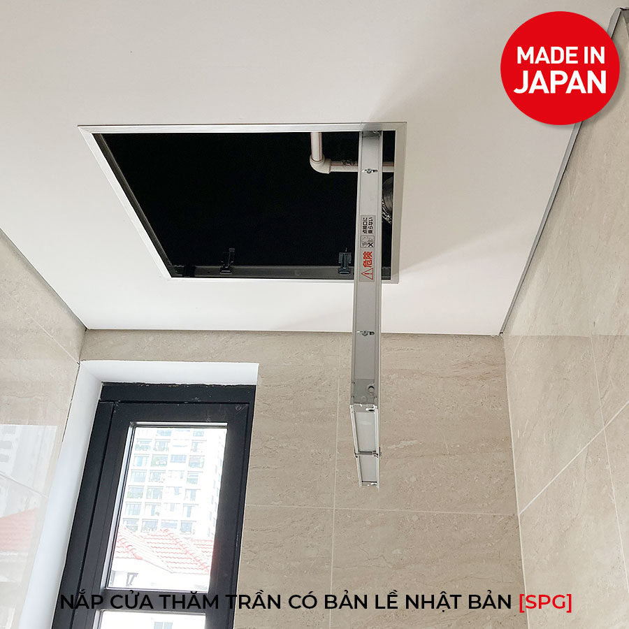 Nắp cửa thăm trần thạch cao 60x60cm SPG-68360 - Nhật Bản, Khung nhôm có bản lề mở thả xuống, sơn tĩnh điện màu Trắng.