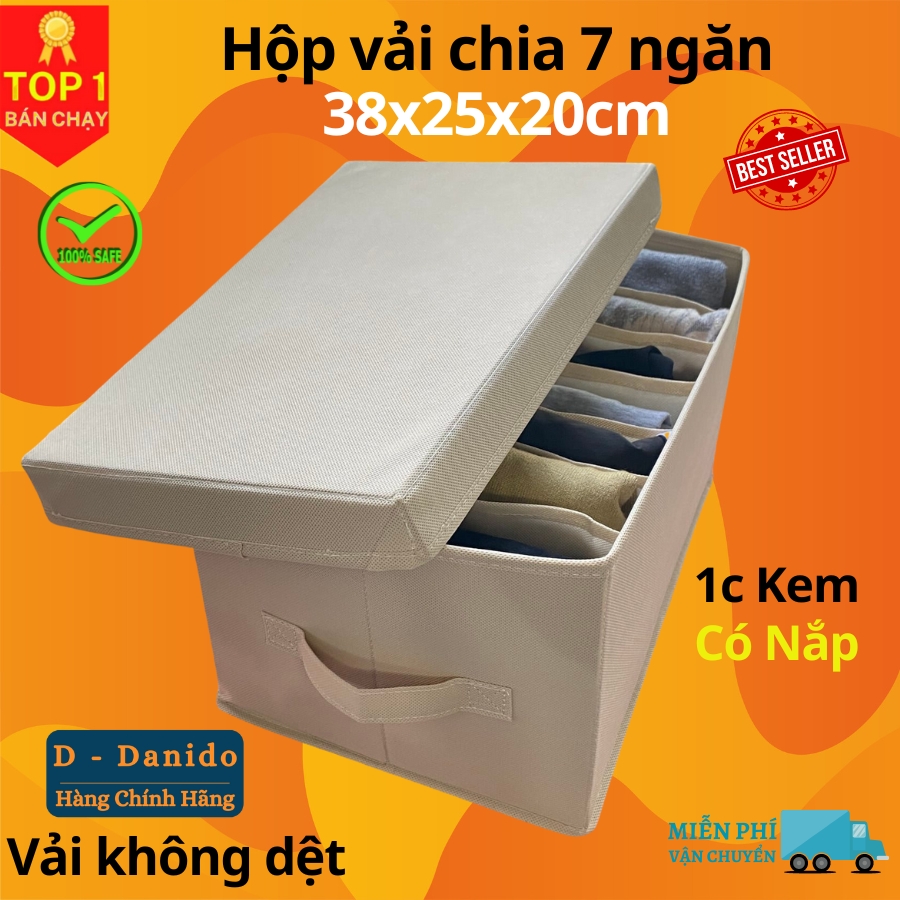 Hộp vải đựng đồ chia ngăn HQ4 - Hộp đựng quần áo chia 9 ngăn, 12 ngăn gấp gọn chính hãng