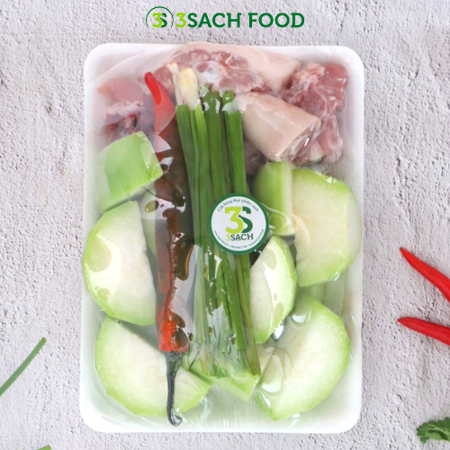 Canh bí đao đuôi heo 3S khay 600gr - Nguyên liệu đã được sơ chế