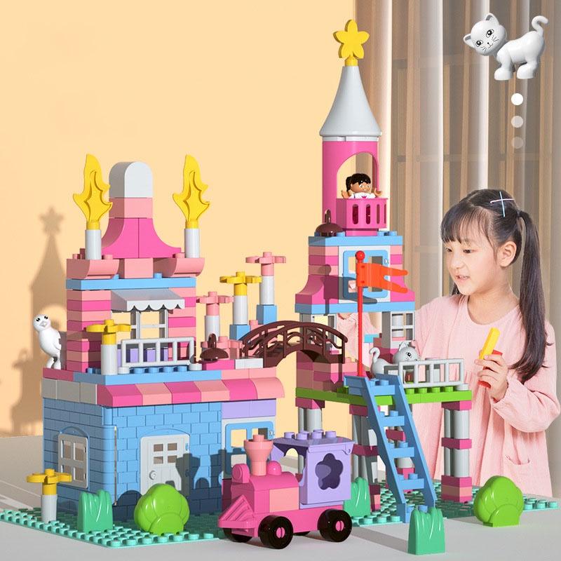 (174 chi tiết) Đồ chơi xếp hình lắp ráp lego duplo cho bé gái mô hình lâu đài công chúa (tặng đáy) 1035