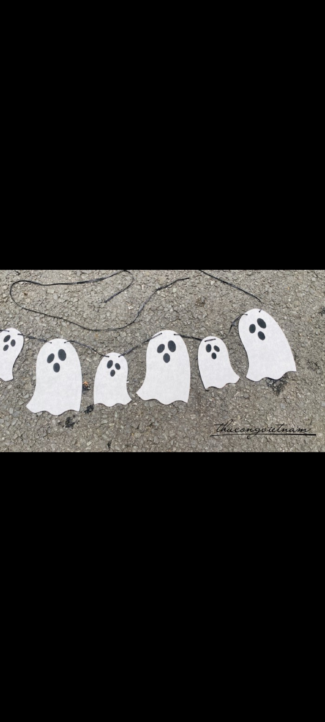 Dây cờ Halloween vải nỉ ma trắng lớn nhỏ