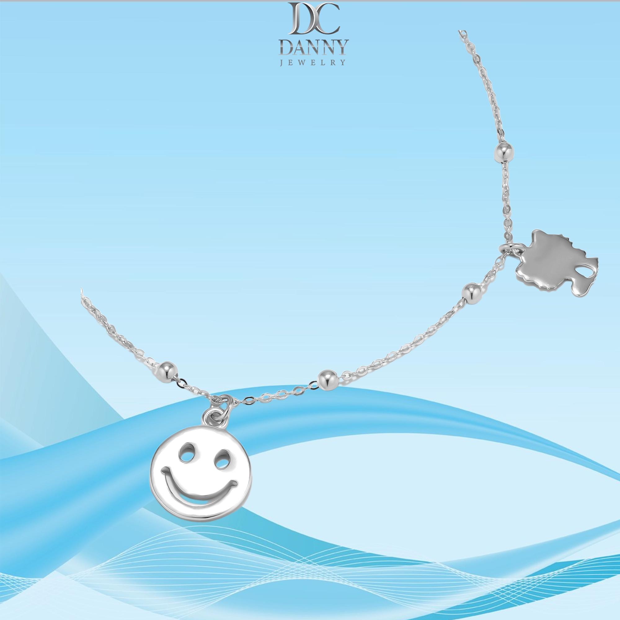 Lắc Chân Danny Jewelry Bạc 925 Xi Rhodium Hoạ Tiết Hình Mặt Cười LACY427