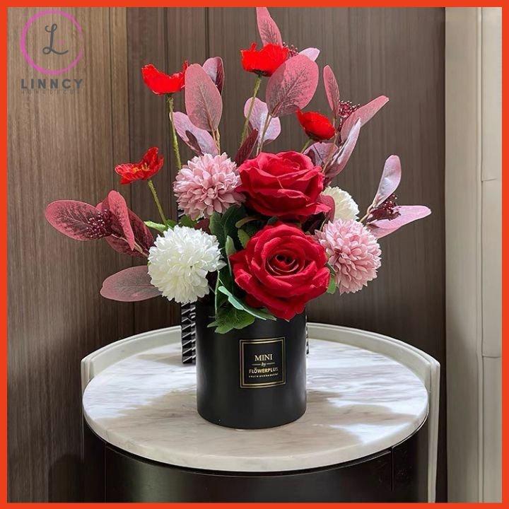 Hoa giả, bình hoa cao 20-35cm nhiều mẫu trang trí bàn, kệ tủ, giá sách