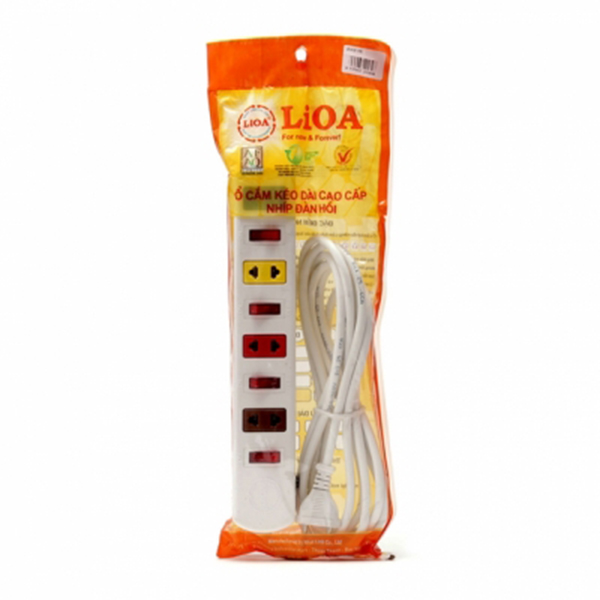 Ổ cắm Lioa có bảo vệ quá tải bằng CB công suất 2200W Max 10A 250V LIOA 4SOF3W ( Trắng)