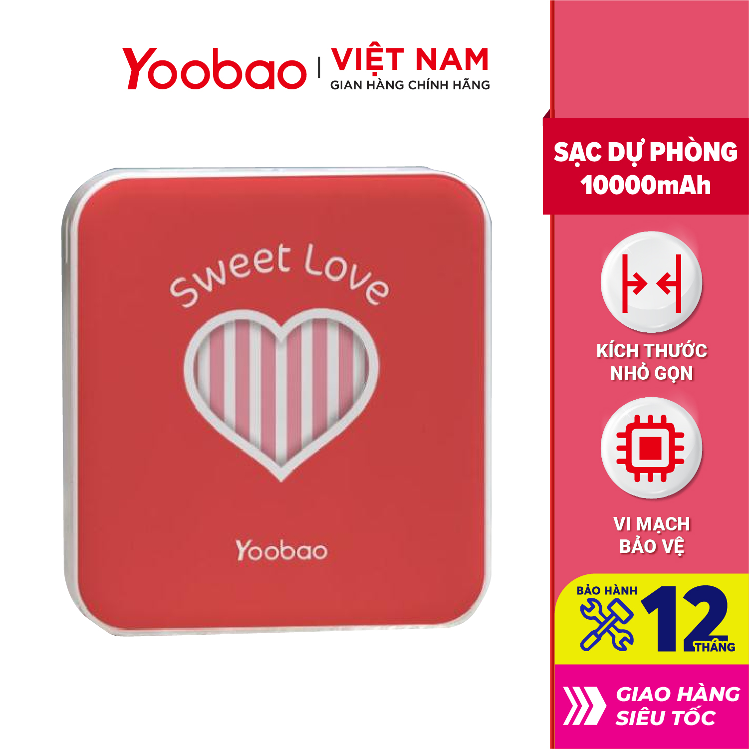 Sạc dự phòng mini 10000mAh Yoobao YB-6024 Trang bị đèn LED chiếu sáng