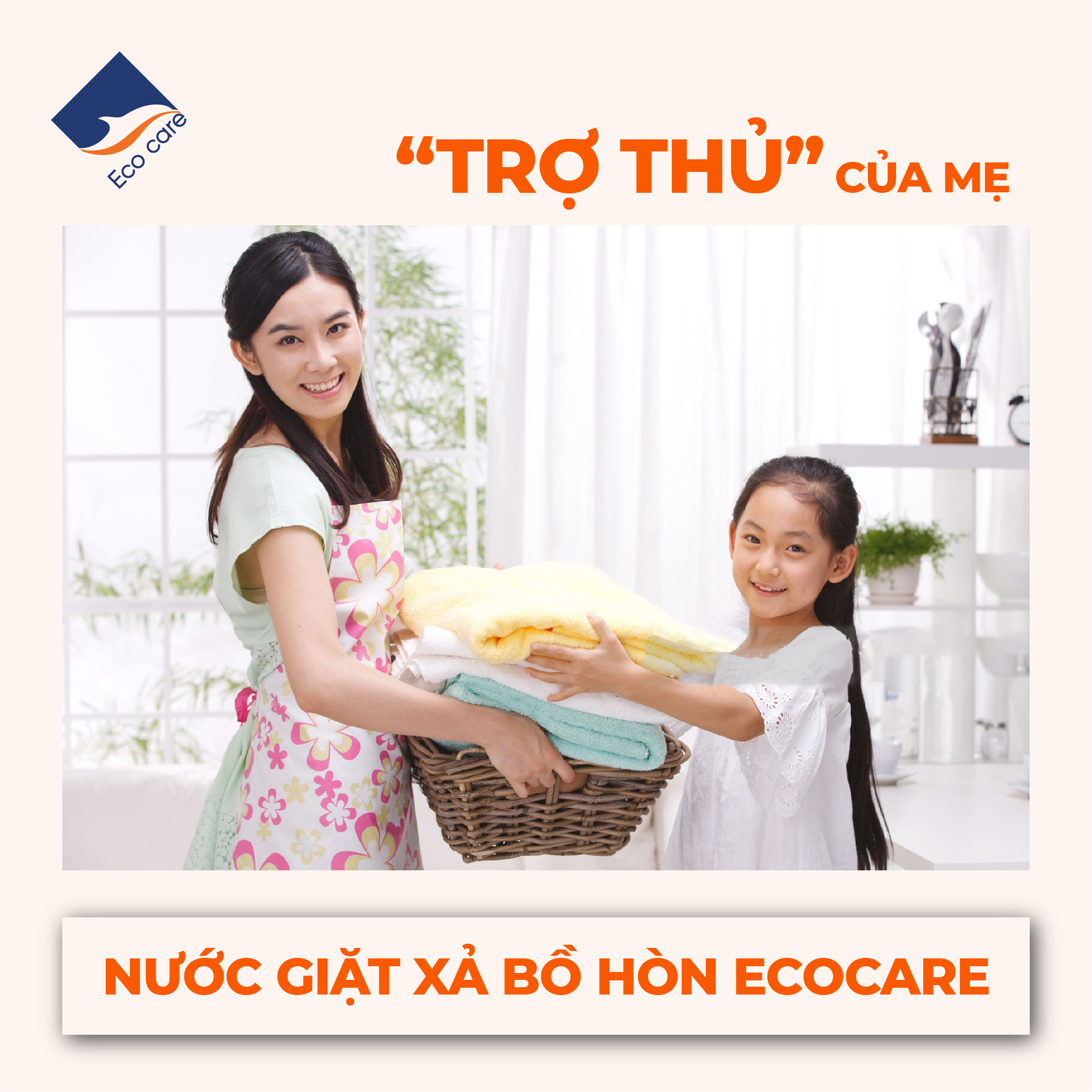 Nước Giặt Hữu Cơ An Toàn Cho Bé Sơ Sinh ECOCARE Chiết Xuất Bồ Hòn Và Tinh Dầu Hoa Nhài 500ml-2L-4L, Dịu Nhẹ Với Da Tay