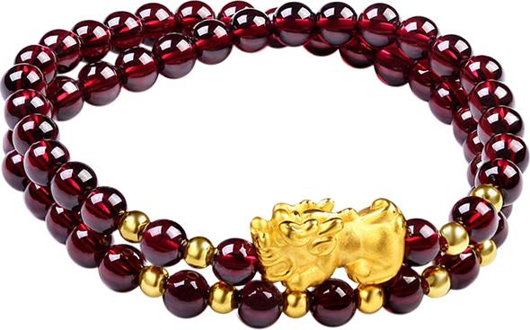 Vòng Tay Tỳ Hưu Garnet Tự Nhiên Gembank