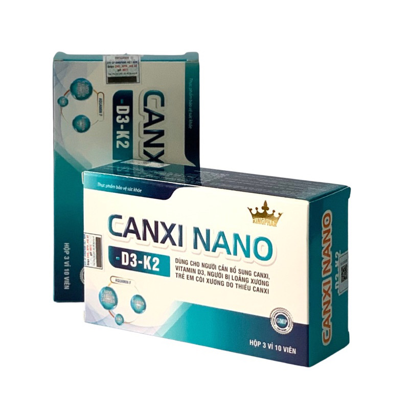 Viên uống calci hữu cơ Kingphar Canxi Nano D3 - K2, hộp 30v