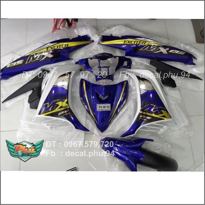 Tem rời Exciter 135 Mx xanh trắng Crom
