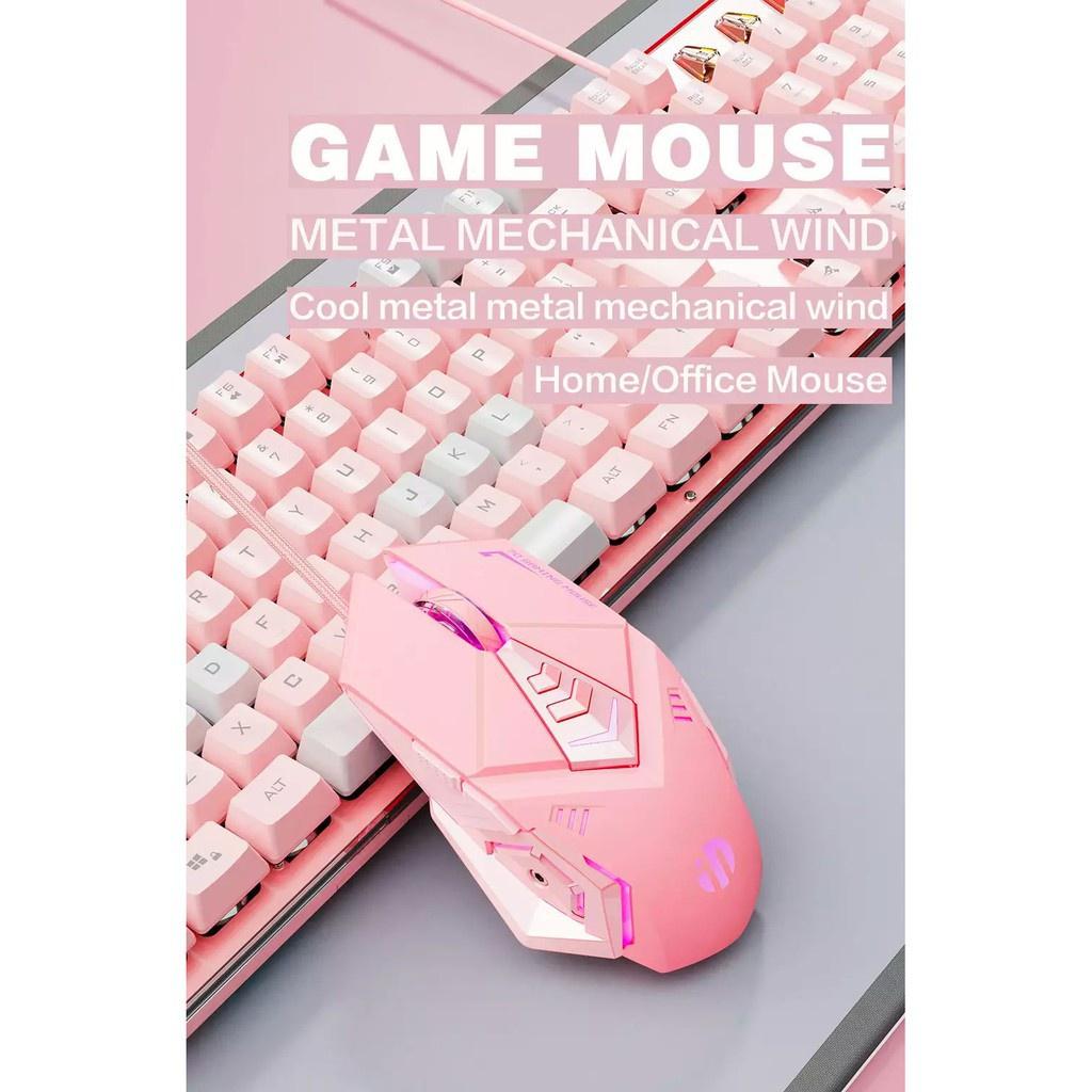 Chuột gaming có dây Inphic PW5P màu hồng/đen Hỗ trợ điều chỉnh DPI 4 tốc độ - Hàng Nhập Khẩu