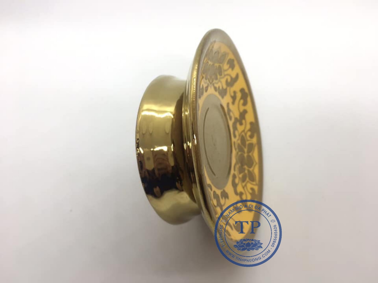 Bộ hũ gạo muối thờ bằng gốm nhũ kimsa