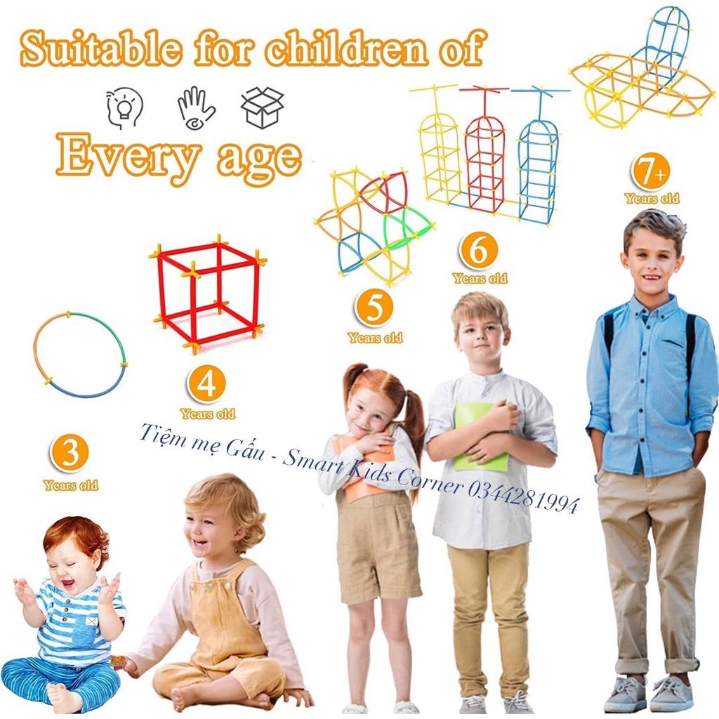 ĐỒ CHƠI GIÁO DỤC HOT NHẤT 2023BỘ GHÉP HÌNH QUE ỐNG HÚT 4D STRAW BUILDING BLOCK CHO BÉ ĐƯỢC GIẢI PHÓNG TRÍ TƯỞNG TƯỢNG