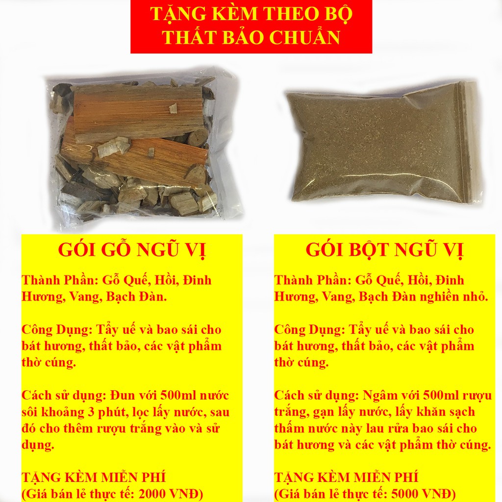 Bộ cốt thất bảo, cốt bát hương, cốt tượng chuẩn - Bộ trung cấp