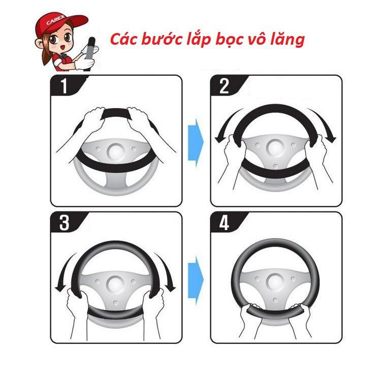 Bọc vô lăng vân Carbon có gờ đặt tay đường kính 38cm