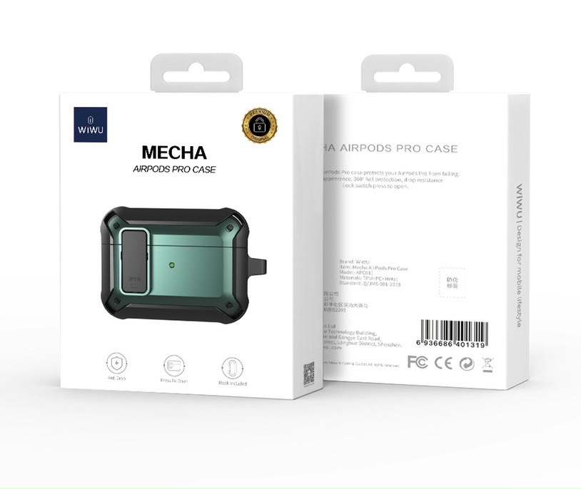 Bao Chống Sốc Wiwu Mecha Case (APC012) Dành Cho Tai Nghe Có Khóa Nắp Chắc Chắn, Tránh Va Đập - Hàng Chính Hãng