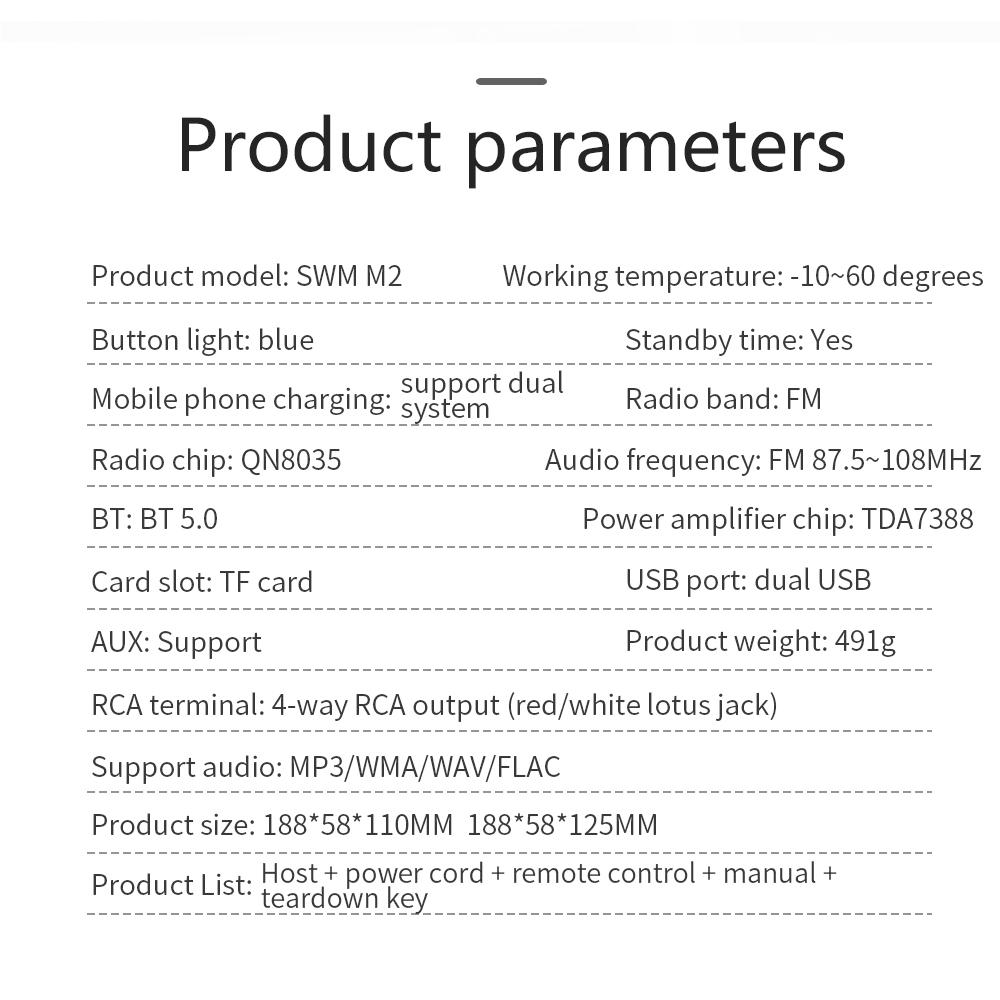 Car MP3 Player BT Stereo Receiver FM Radio Hands-Free Calling U-Disk/TF Card/Aux-in Player Support APP to Find Car 2.1A Quick Charge with Remote Controller