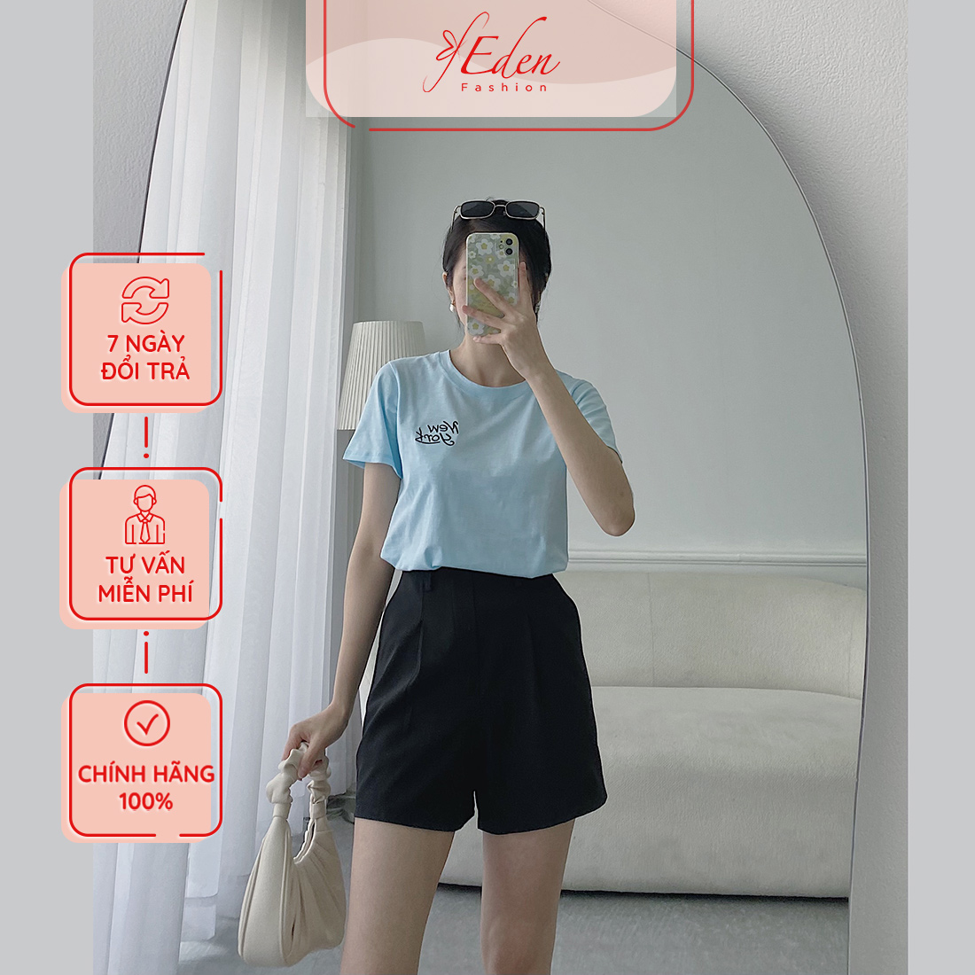 Quần đùi nữ đẹp thời trang Eden dạng short lưng thun chất vải tuyết mưa thoải mái thoáng mát trẻ trung năng động - Q016