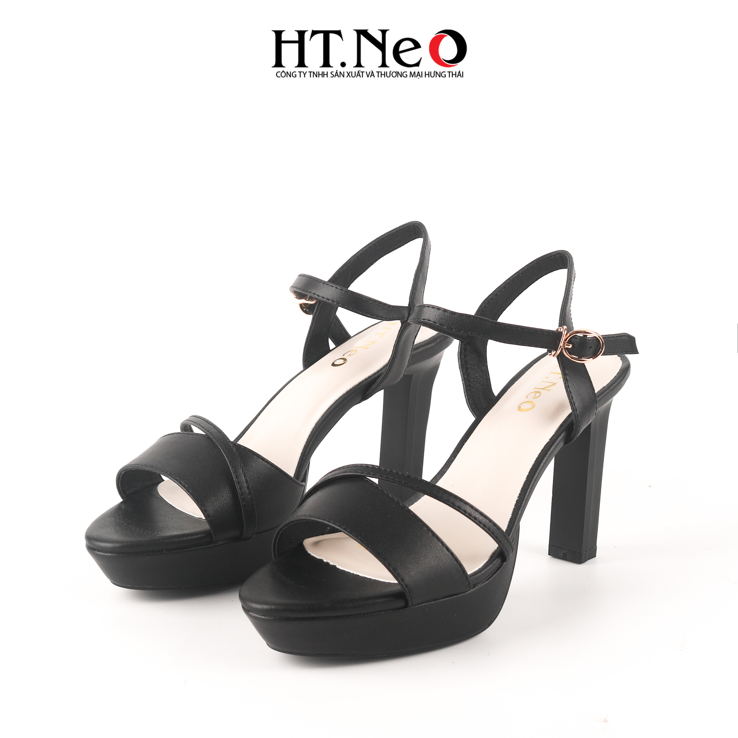 Sandal nữ, sandal quai cài đế đép, cao 10p chất liệu da, quai nhỏ vắt chéo SDN224