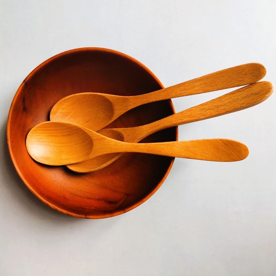 Thìa, Muỗng Gỗ Beech 18cm, Thìa Gỗ Tự Nhiên, Thìa Ăn Chè, Soup, Cơm Tiện Lợi