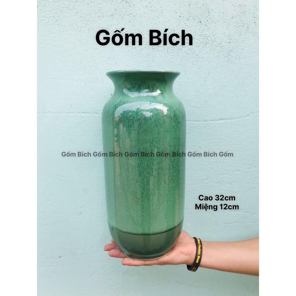 Bình Hoa Lọ Hoa Dáng Quả Bí Men Hỏa Biến Gốm Sứ Bát Tràng - Gốm Bích