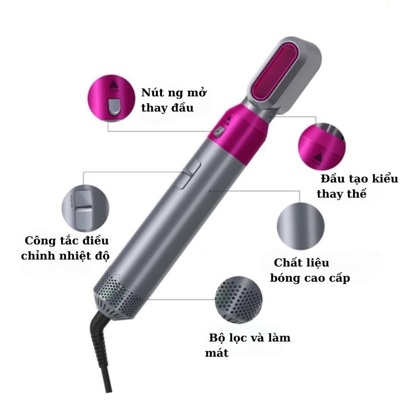 Máy làm tóc đa năng Hot Air Styper, máy tạo kiểu tóc tự động 5in1 : Sấy tóc, lược điện, uốn xoăn, uốn cụp, uốn xoăn phồng , tạo kiểu nhanh gọn tại nhà cho phụ nữ