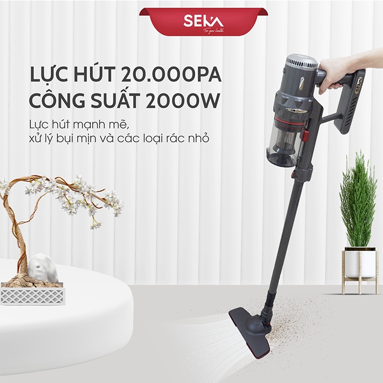 Máy Hút Bụi Cầm Tay SEKA SK-09Max Công Suất 2000W Lực Hút Cực Mạnh Làm Sạch Dễ Dàng - Hàng chính hãng