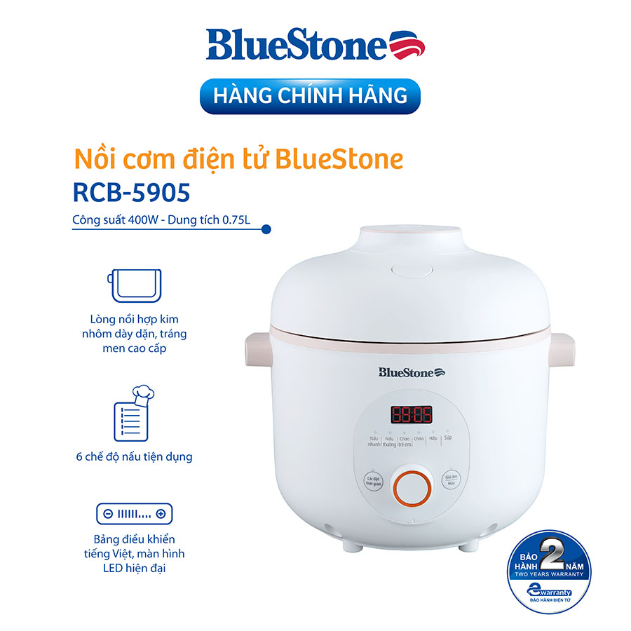 Nồi Cơm Điện Tử BlueStone RCB-5905 (0.75L - 400W ) - Hàng chính hãng