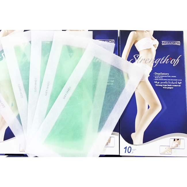 Hộp 10 Miếng Wax Lạnh Depilatory Cho Tay, Chân, Body, Bikini