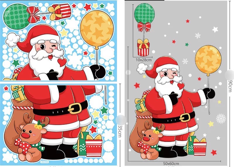 Decal Dán Kính Trang Trí Noel Hít Tĩnh Điện ( ko cần keo ) AMJ056