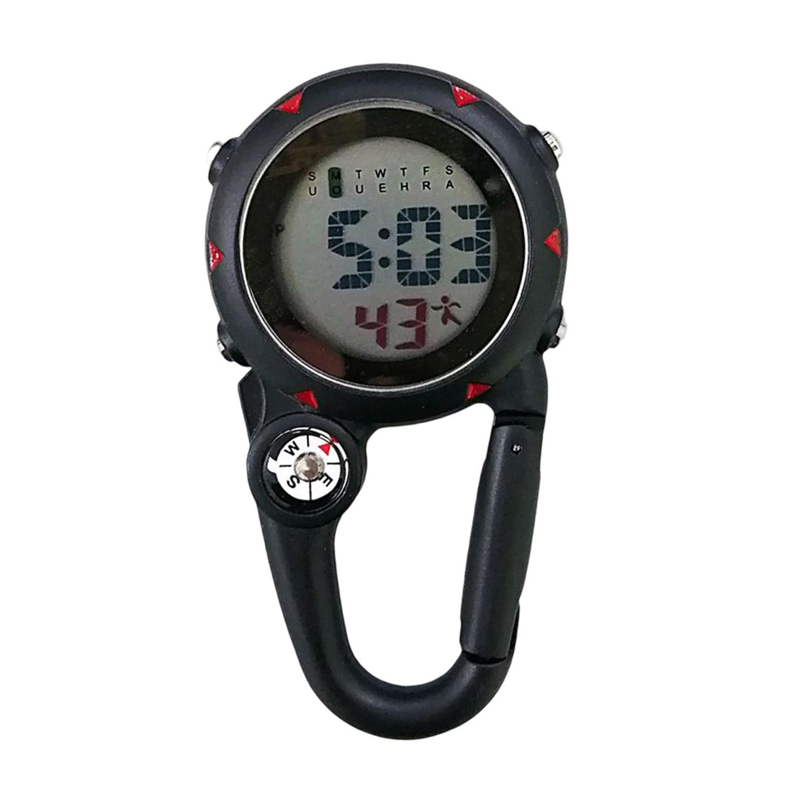 Digital Carabiner Watch Clip Unisex Pocket Watch Luminous for Outdoor Sports