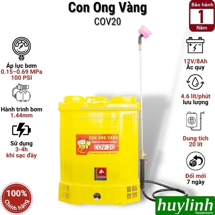 Bình xịt điện phun thuốc trừ sâu Con Ong Vàng 20 lít (COV20) - 12V/8Ah - Thương hiệu Oshima