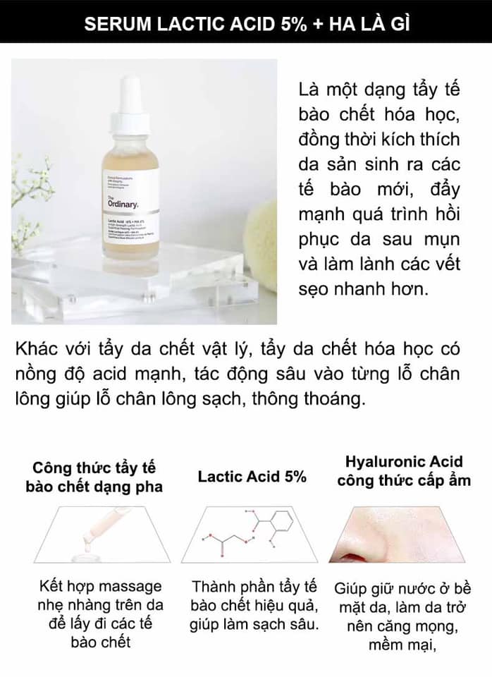 Serum tẩy da chết hóa học The Ordinary Lactic Acid 5%+ HA(Tặng hộp phấn mắt lameila màu ngẫu nhiên)