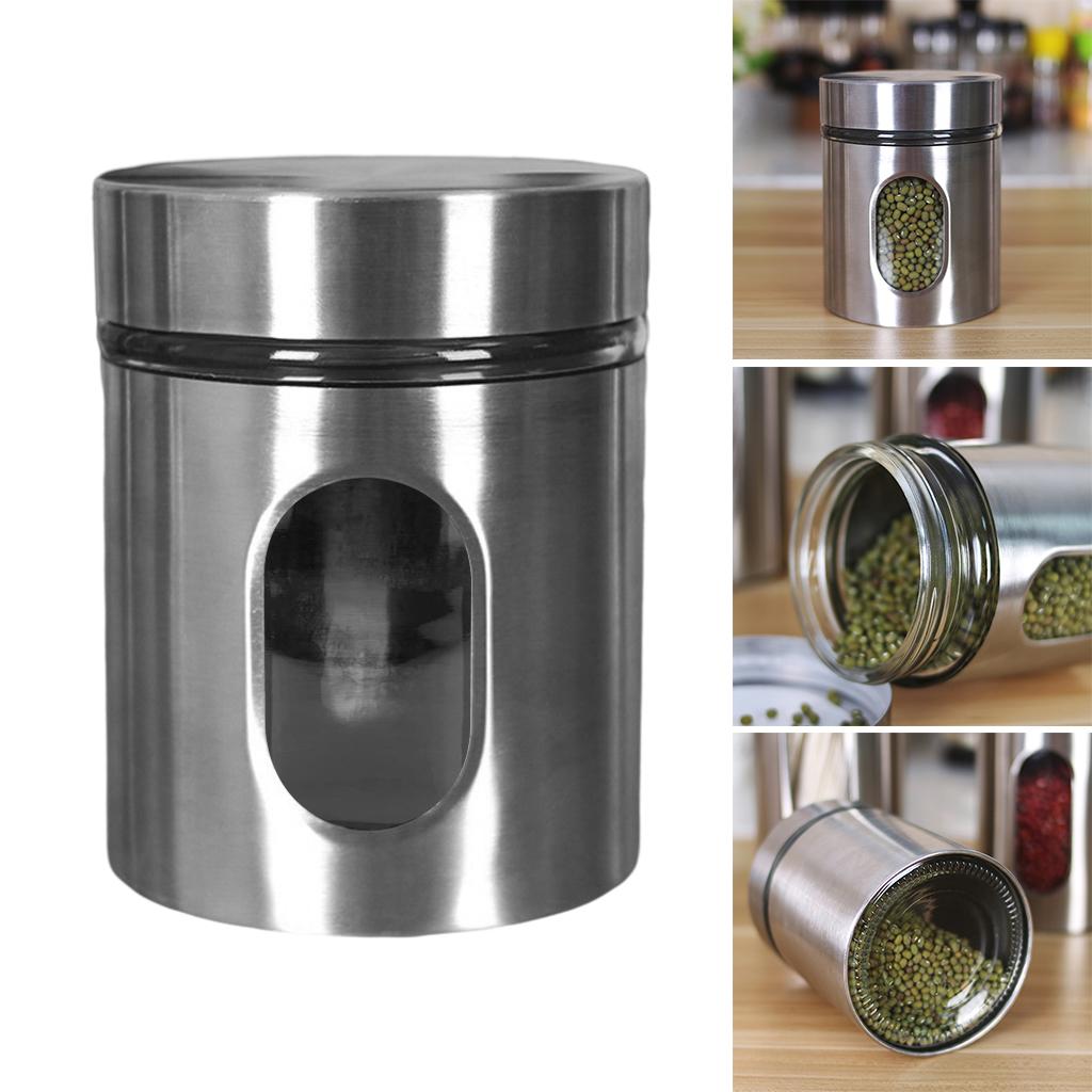 Stainless and Glass Canisters for Grain Beans Sugar Tea Storage Space Saving
