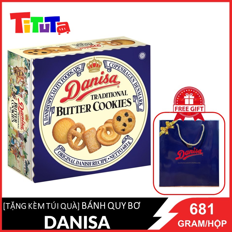 [HCM][TẶNG KÈM TÚI QUÀ] Bánh quy bơ Danisa Size lớn Hộp 681g (date mới)(Bơ Vanilla)