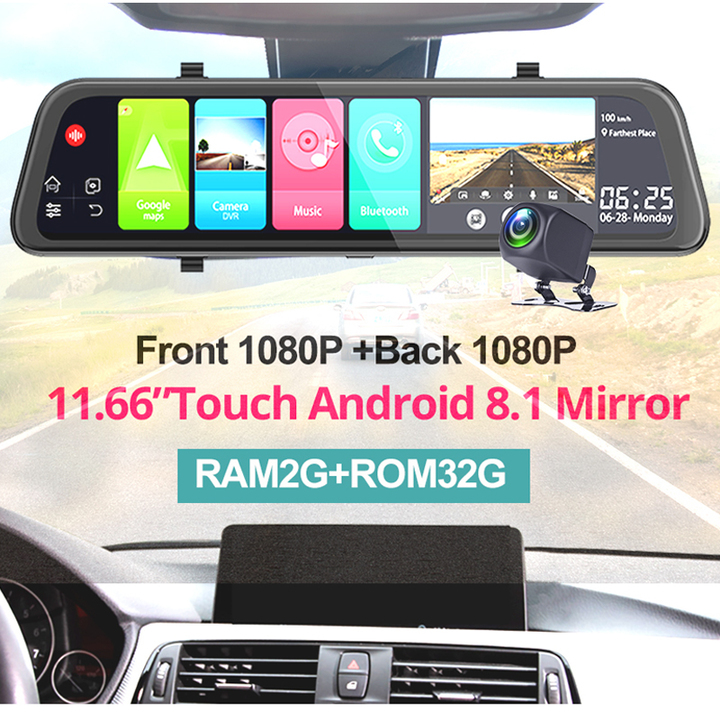 Camera hành trình gương ô tô, xe hơi cao cấp Z68 tích hợp 4G, Wifi, màn hình cảm ứng 12 inch