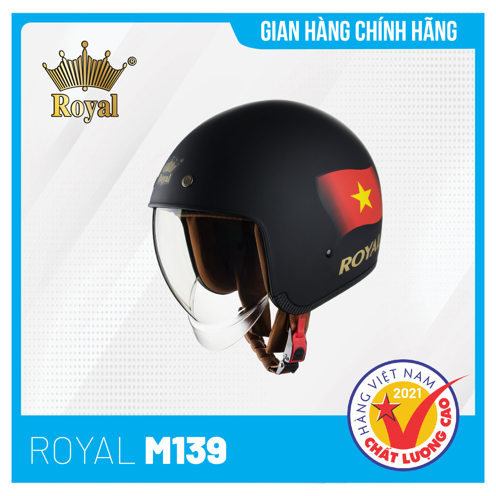 Nón bảo hiểm 3/4 đầu Royal M139 Design Cờ Việt Nam