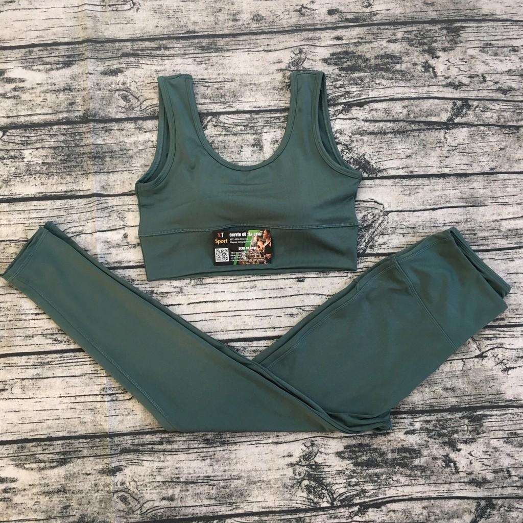 Đồ tập gym nữ bộ tập gym yoga erobic nữ áo hở lưng quần dài chất liệu co giãn 4 chiều thấm hút tốt