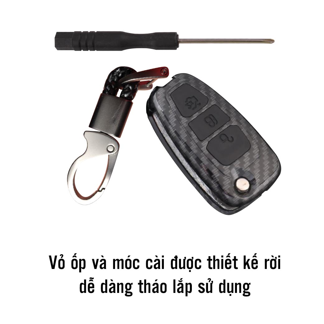 Ốp chìa khóa dành cho xe Ford Ranger Wildtrak chất liệu nhựa ABS mạ vân Cacbon - Hàng Chính Hãng