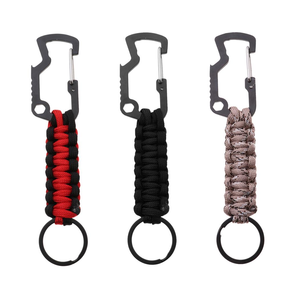3x Outdoor Sports Molle Paracord Keychain Carabiner Belt Clip