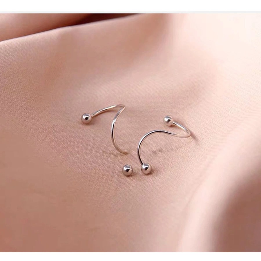 Bông Tai Nữ Hoa Tai Nam Nữ Bi Bạc Xoắn Bạc Ý 925 Nữ Tính Cá Tính Và Đơn Giản BẠC HIỂU MINH HT288
