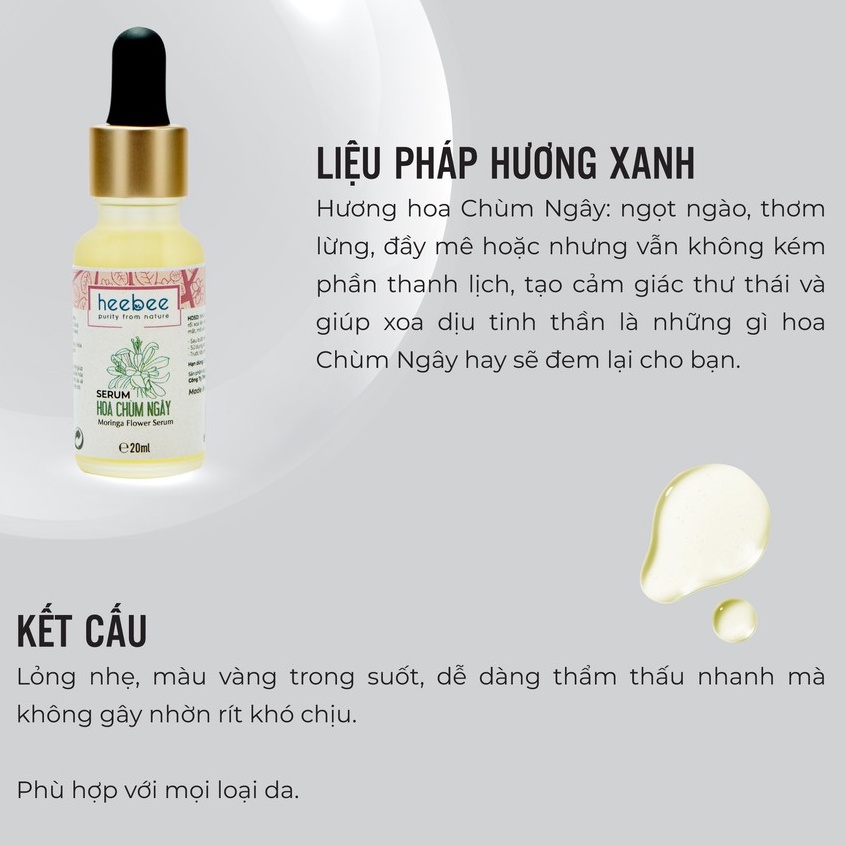 Serum Hoa Chùm Ngây Dưỡng Trắng, Chống Lão Hóa Heebee Moringa Flower Antioxidant Serum 20ml