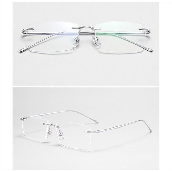 Gọng kính TITANIUM cao cấp KT100UNIQUI Bạc sáng silver gọng khoan không vành
