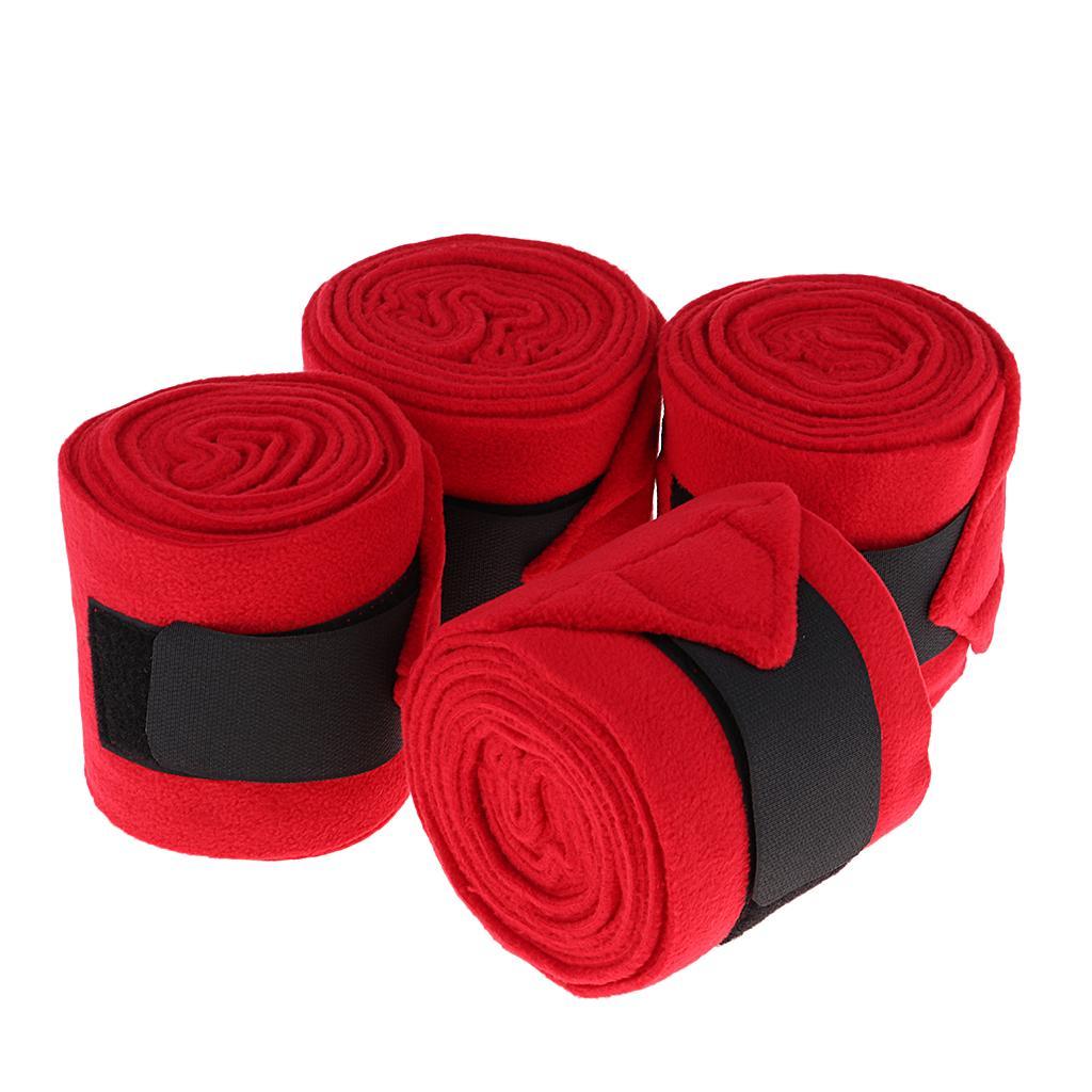 4 Rolls Fleece Leg Wraps Horse Equestrian Boots Bracer Leg Protection Wraps -