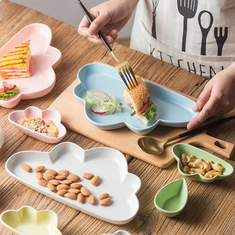 Khay và Bát sứ ăn dặm hình đám mây, giọt mưa