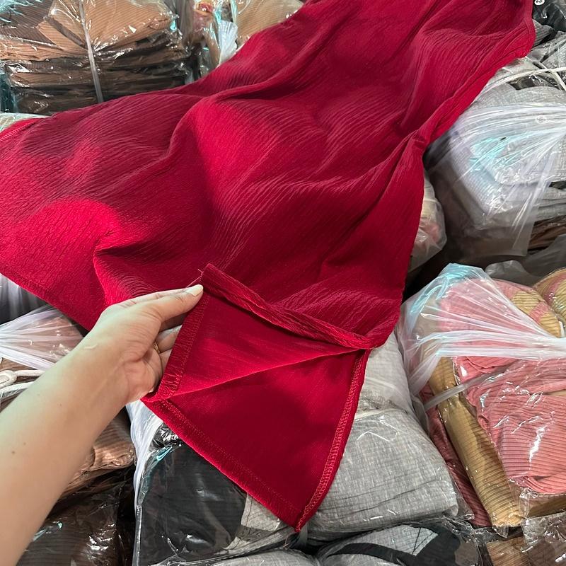 Đầm dây bigsize dáng váy A cổ yếm xẻ lai hai bên chất gân tăm, Váy nữ BIGSIZE CÔ NHỎ co giãn từ 60-93kg G84 - Màu Đỏ